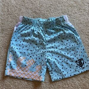 Blue and Yellow Patterned Shorts